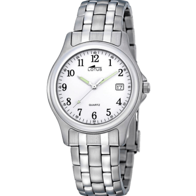 Reloj Lotus Acero Caballero CLÁSICO Números Negros