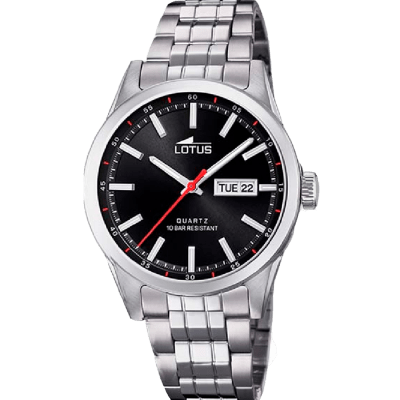 Reloj Lotus CLÁSICO Acero Caballero Negro y Rojo
