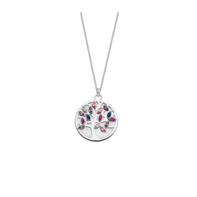 Collar Lotus Silver TREE OF LIFE Multicolor y Nacar