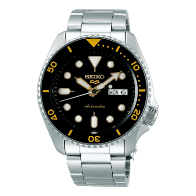 Reloj Seiko 5 SPORTS  Automático Caballero Bisel Negro y Amarillo
