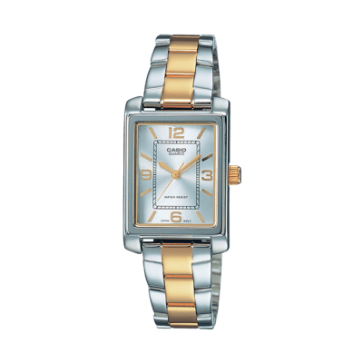 Casio Bicolor Señora Cuadrado Plateado y Dorado