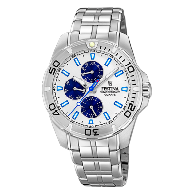 Reloj Festina Caballero Acero Multifunción Plateado Azul