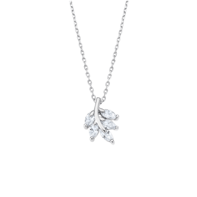 Collar Mujer Lotus Silver PURE ESSENTIAL Plata Hoja Circonitas Blancas