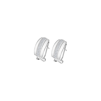 Pendientes Omega Mujer Lotus Silver IT GIRL Plata Circonitas Blancas Centro