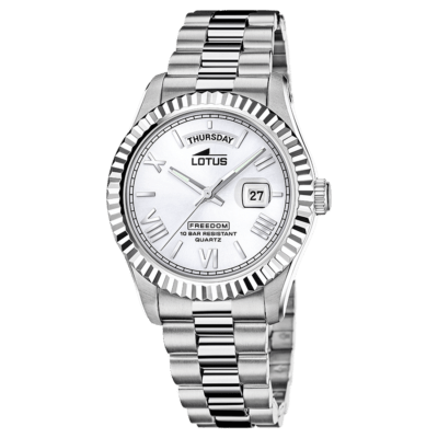 Reloj Caballero Lotus FREEDOM COLLECTION Acero Plateado Esfera Plateada Bisel Facetado