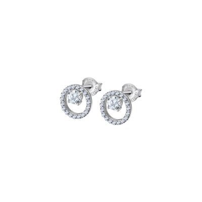 Pendientes Lotus Silver FLOR Plata Círculo Con Circonitas