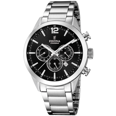 Reloj FESTINA Hombre TIMELESS CHRONOGRAPH Esfera Negra Indices Plateados