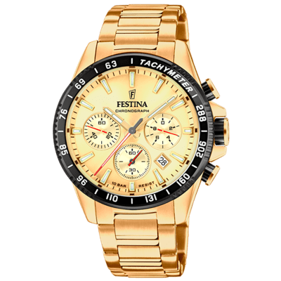 Reloj Caballero Festina TIMELESS Dorado Bisel Negro