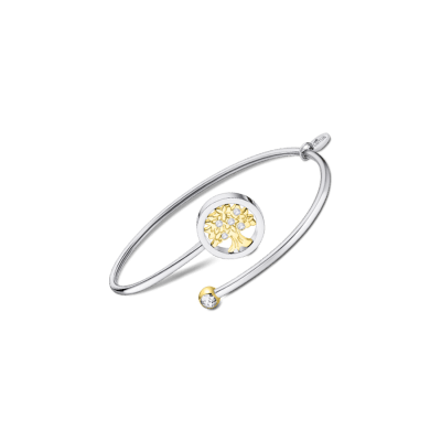 Pulsera Semi-rígida LOTUS STYLE Acero Con Árbol En Dorado Con Circonitas Blancas MILLENIAL
