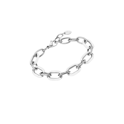 Pulsera Mujer Lotus Style TROPICAL VIBES Acero Eslabones Grandes Esmalte Blanco