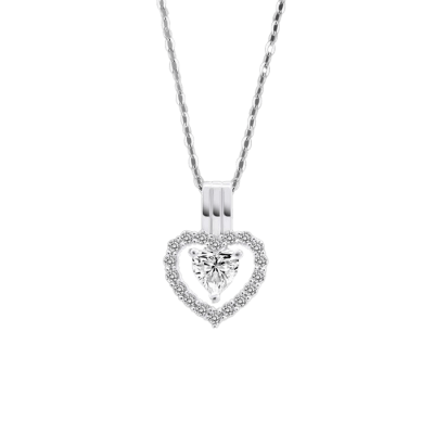 Collar Plata LOTUS SILVER Corazón De Circonitas Con Circonita Blanca Central COLORS