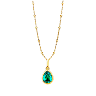Collar Dorado LOTUS SILVER Mujer ESSENTIALS Plata Colgante Gota Verde