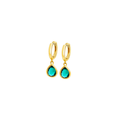 Pendientes Dorados LOTUS SILVER Mujer COLORS Plata Colgante Gota Verde