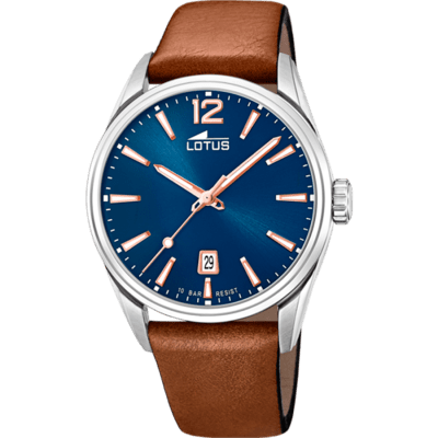 Reloj Lotus Caballero CHRONO Esfera Azul Cuero Marrón