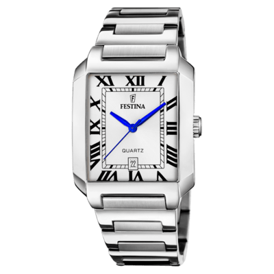 Reloj Festina Caballero On THE SQUARE Acero Rectangular Esfera Blanca