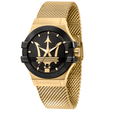 Reloj MASERATI Caballero POTENZA Acero Correa Milanesa Dorada