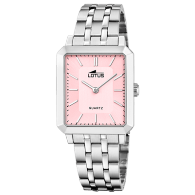 Reloj Lotus Mujer Acero Cuadrado Esfera Rosa
