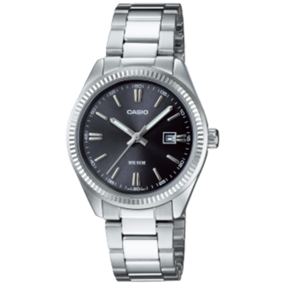 Reloj Casio Acero Esfera Negra Bisel Rayado
