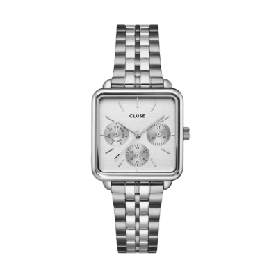 Reloj CLUSE Mujer Acero Cuadrado LA TÉTRAGONE Multifunción Esfera Blanca