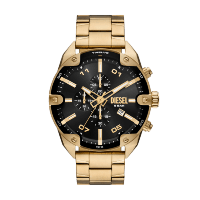 Reloj DIESEL Hombre SPIKED Dorado  Esfera Negra