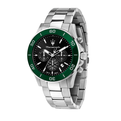 Reloj MASERATI Hombre Acero COMPETIZIONE Bisel Verde Esfera Negra