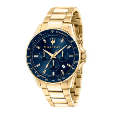 Reloj MASERATI Hombre Acero Dorado SFIDA Esfera Azul