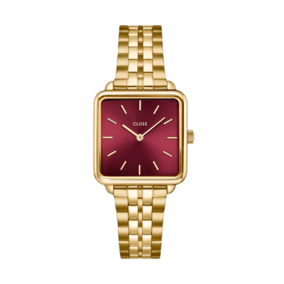 Reloj CLUSE Mujer Acero Cuadrado LA TÉTRAGONE Esfera Burdeos