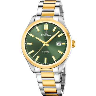 Reloj FESTINA Hombre CLASSICS Acero Bicolor Esfera Verde Tres Agujas
