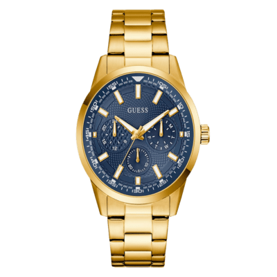 Reloj GUESS Hombre TREY Acero Dorado Esfera Azul Oscuro