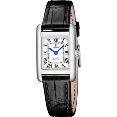 Reloj FESTINA Mujer ON THE SQUARE Acero Correa Piel Negra Esfera Blanca