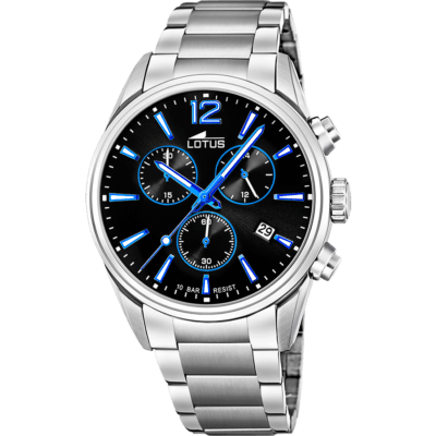 Reloj LOTUS Hombre CHRONO Acero Esfera Negra Con Azul