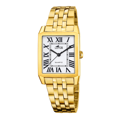 Reloj LOTUS Mujer SQUARE SERIES Acero Dorado Números Romanos