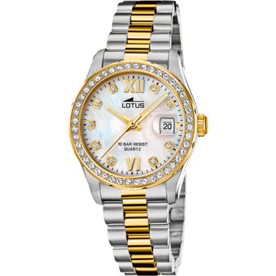 Reloj LOTUS Mujer FREEDOM Acero Bicolor Esfera Blanco Nacarado Y Bisel Circonitas