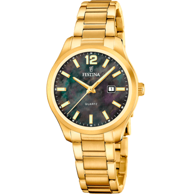 Reloj FESTINA Mujer CLASSICS Acero Dorado Esfera Negra Tres Agujas