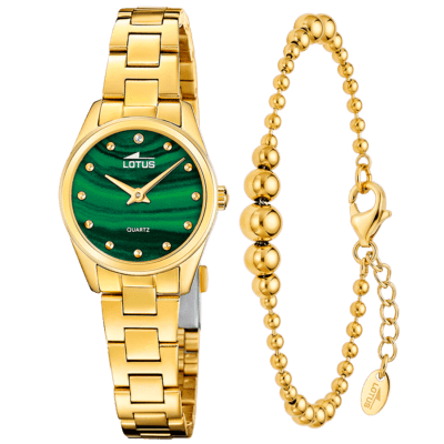 Reloj LOTUS Mujer 2GETHER Acero Dorado Esfera Verde CON PULSERA