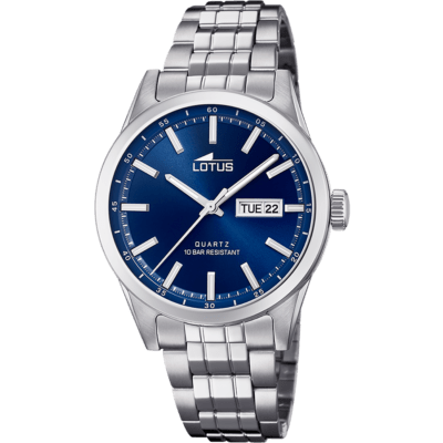 Reloj LOTUS Hombre CLASSIC STEEL Acero Esfera Azul Doble Calendario