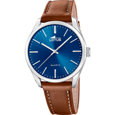 Reloj LOTUS Hombre MINIMALIST FOR HIM Acero Tres Agujas Esfera Azul Correa Marrón