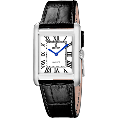 Reloj FESTINA Hombre ON THE SQUARE Acero Correa Piel Negra Esfera Blanca