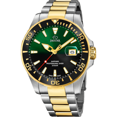Reloj JAGUAR Hombre PRO DIVER Bicolor Tres Agujas Esfera Verde Degradé