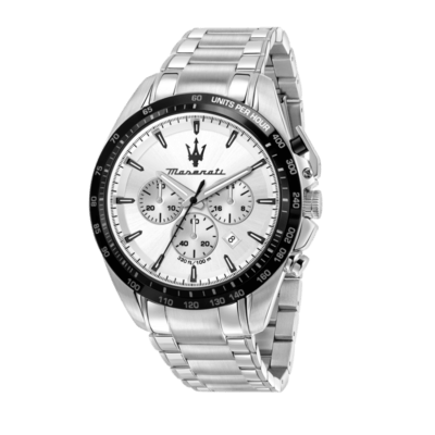Reloj MASERATI Hombre TRAGUARDO Acero Esfera Plateada Bisel Negro
