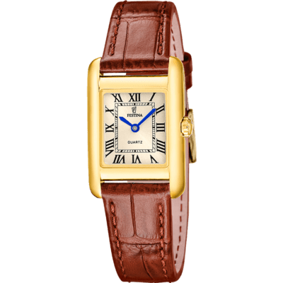 Reloj FESTINA Mujer ON THE SQUARE Acero Correa Piel Marrón Esfera Champagne