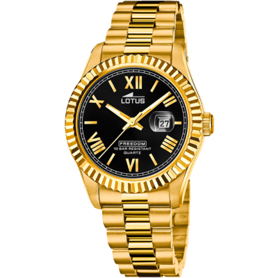 Reloj LOTUS Hombre FREEDOM COLLECTION Acero Dorado Esfera Negro Bisel Estriado