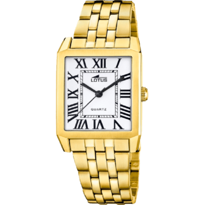 Reloj LOTUS Hombre SQUARE SERIES Acero Dorado Números Romanos