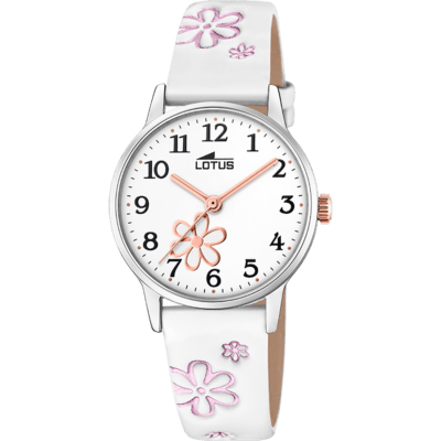 Reloj LOTUS Niña JUNIOR COLLECTION Esfera Blanca Correa Blanca Flores Rosas