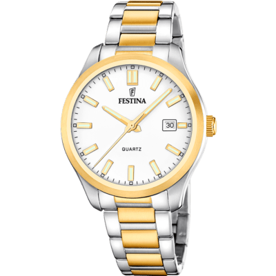 Reloj FESTINA Hombre CLASSICS Acero Bicolor Esfera Blanca Tres Agujas