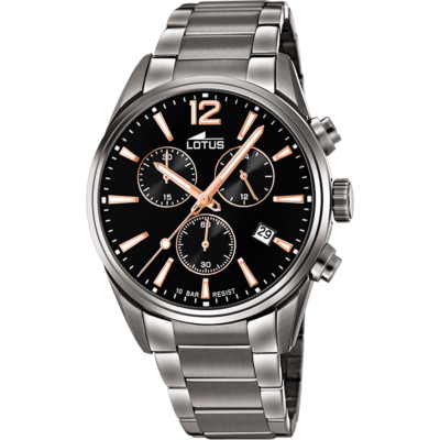 Reloj LOTUS Hombre CHRONO Acero Negro Esfera Negra