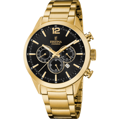 Reloj FESTINA Hombre TIMELESS CHRONOGRAPH Acero Dorado Esfera Negra
