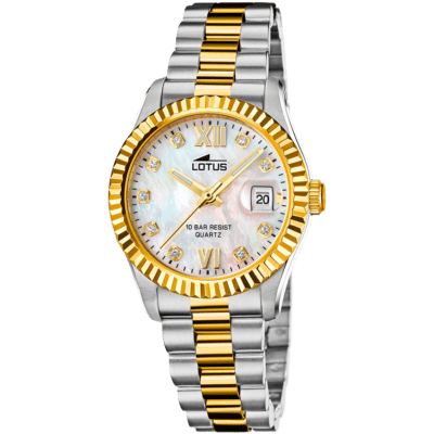 Reloj LOTUS Mujer FREEDOM Acero Bicolor Esfera Nacarada Bisel Estriado
