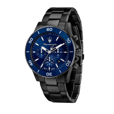 Reloj MASERATI Hombre COMPETIZIONE Acero Negro Esfera Y Bisel Azul