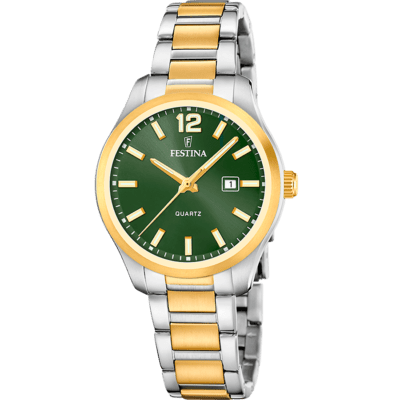 Reloj FESTINA Mujer CLASSICS Acero Bicolor Esfera Verde Tres Agujas
